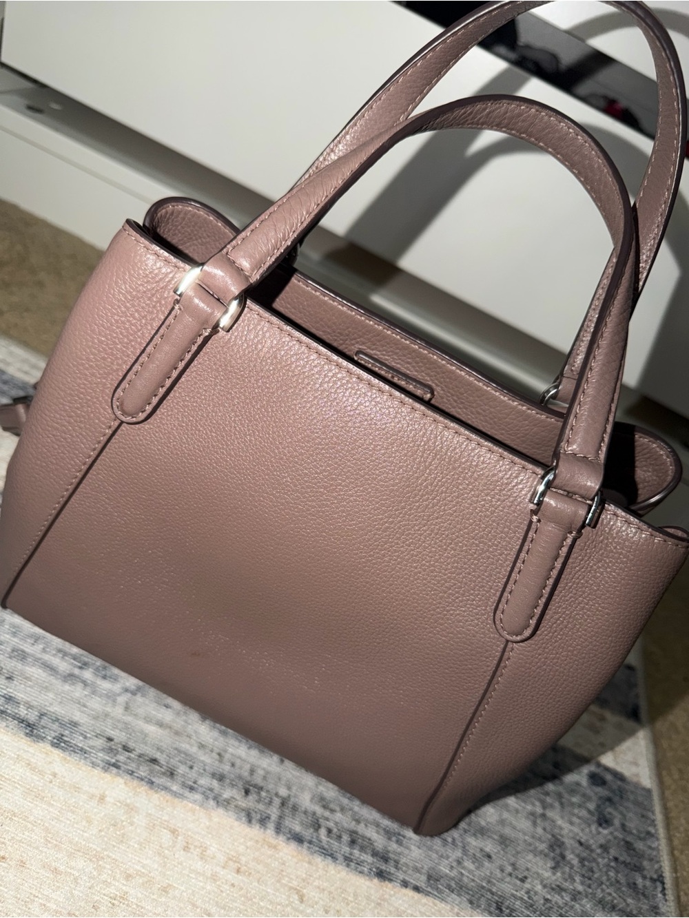 kate spade Taupe Pebbled Leather Satchel with Crossbody Strap - Picture 2 of 6